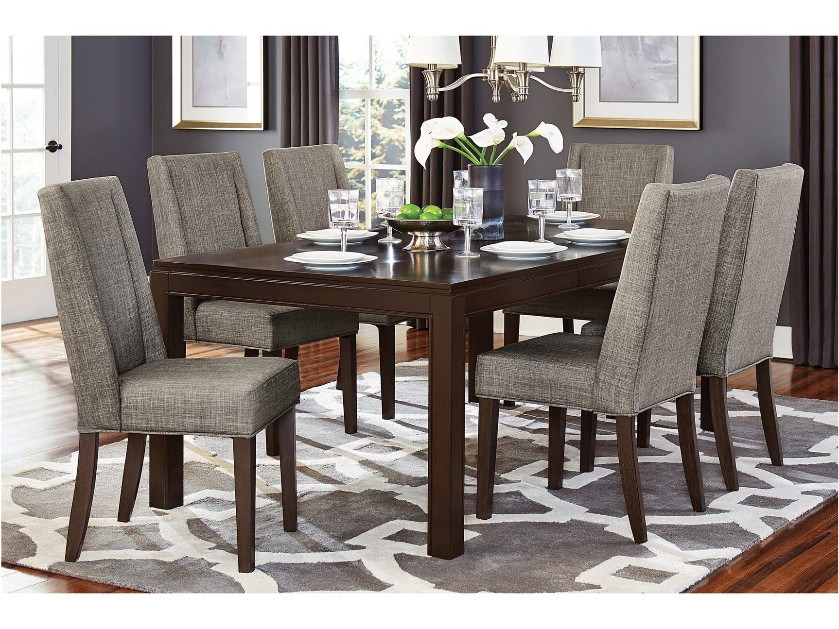 Kavanaugh Dark Brown/Gray 7-Piece Dining Table Set - Ornate Home