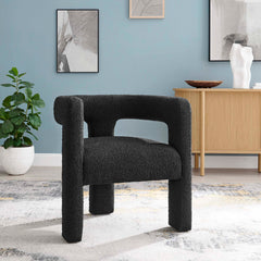 Kayla Black Boucle Upholstered Armchair - Ornate Home
