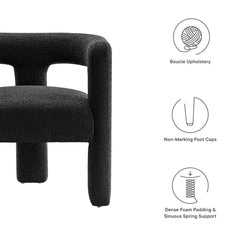 Kayla Black Boucle Upholstered Armchair - Ornate Home