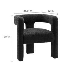 Kayla Black Boucle Upholstered Armchair - Ornate Home