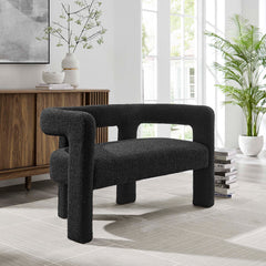 Kayla Black Boucle Upholstered Loveseat - Ornate Home