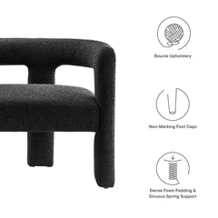 Kayla Black Boucle Upholstered Loveseat - Ornate Home