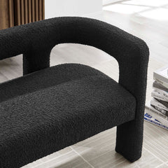 Kayla Black Boucle Upholstered Loveseat - Ornate Home