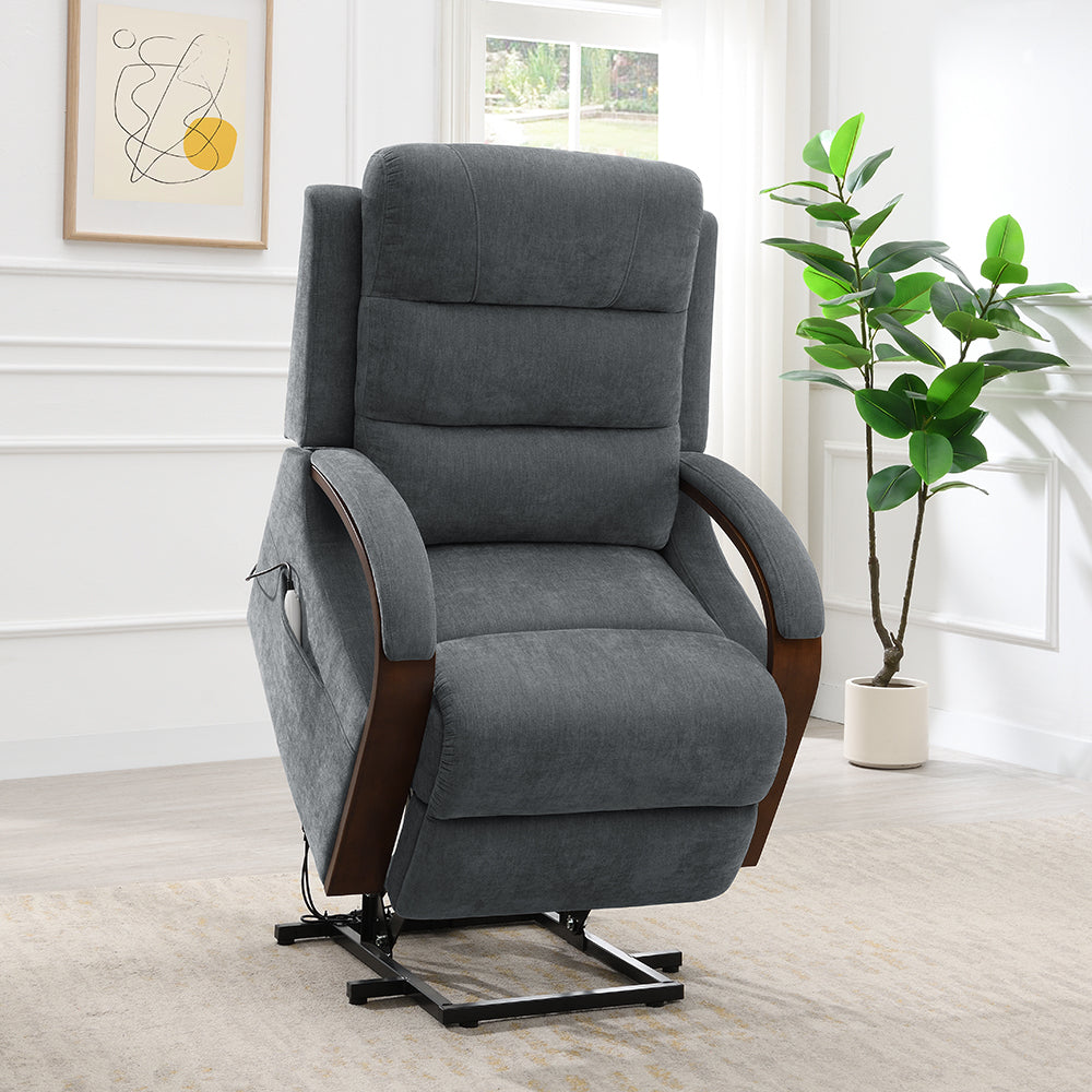Kayla Gray Power Recliner w/Lift & Heating & Massage - Ornate Home