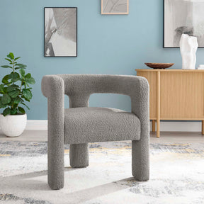 Kayla Light Gray Boucle Upholstered Armchair - Ornate Home