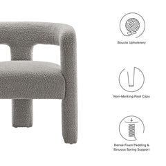 Kayla Light Gray Boucle Upholstered Armchair - Ornate Home