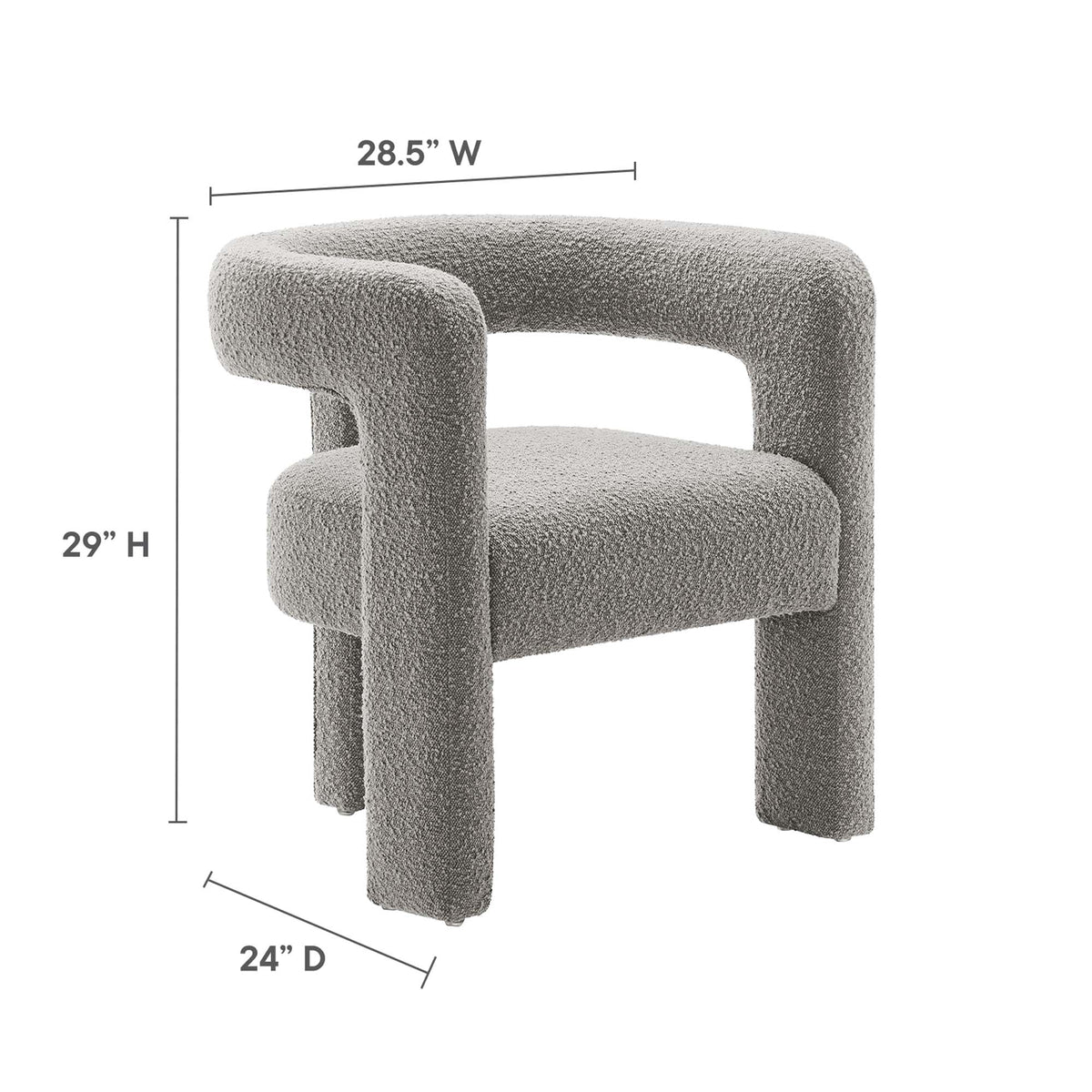 Kayla Light Gray Boucle Upholstered Armchair - Ornate Home