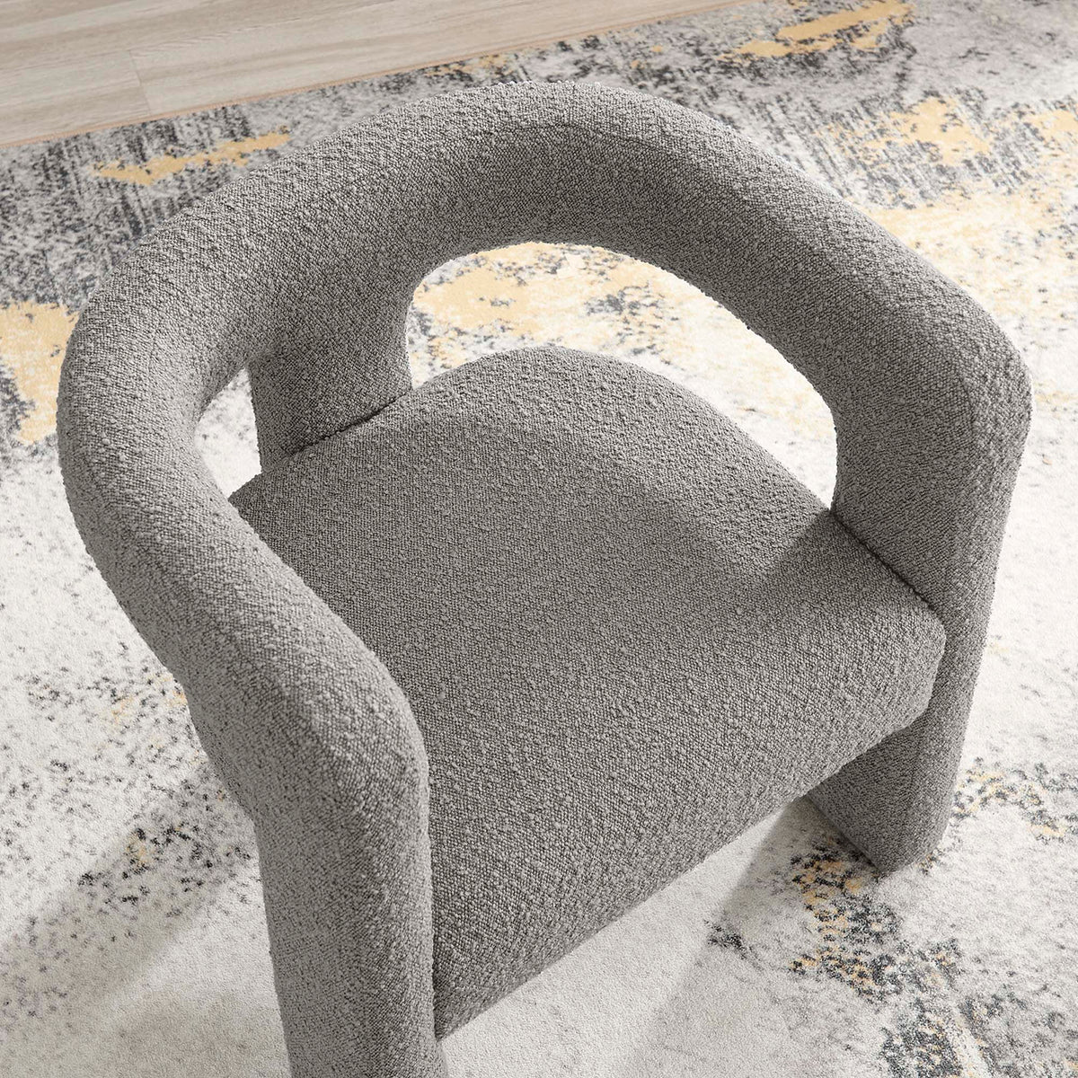 Kayla Light Gray Boucle Upholstered Armchair - Ornate Home