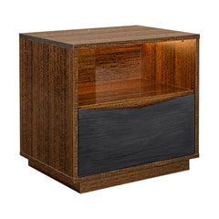 Kayner Charcoal 1-Drawer Nightstand with LED Lights - Ornate Home