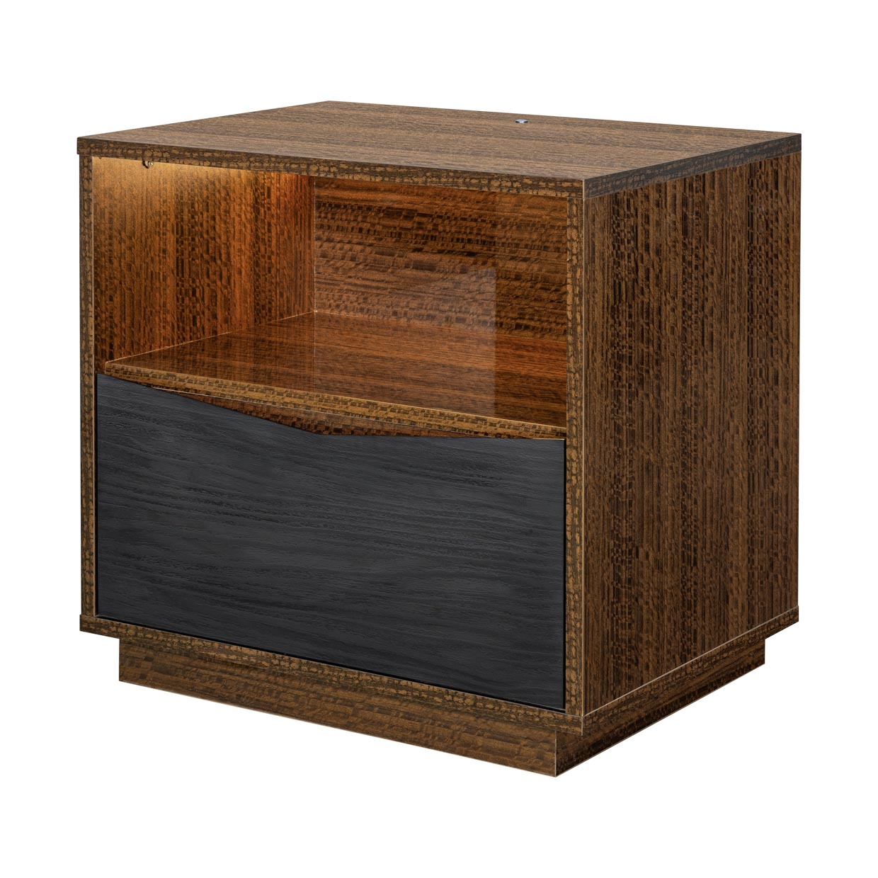 Kayner Charcoal 1-Drawer Nightstand with LED Lights - Ornate Home