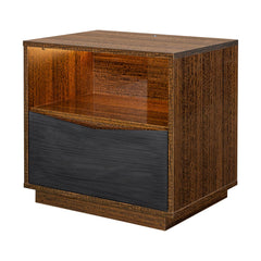 Kayner Charcoal 1-Drawer Nightstand with LED Lights - Ornate Home