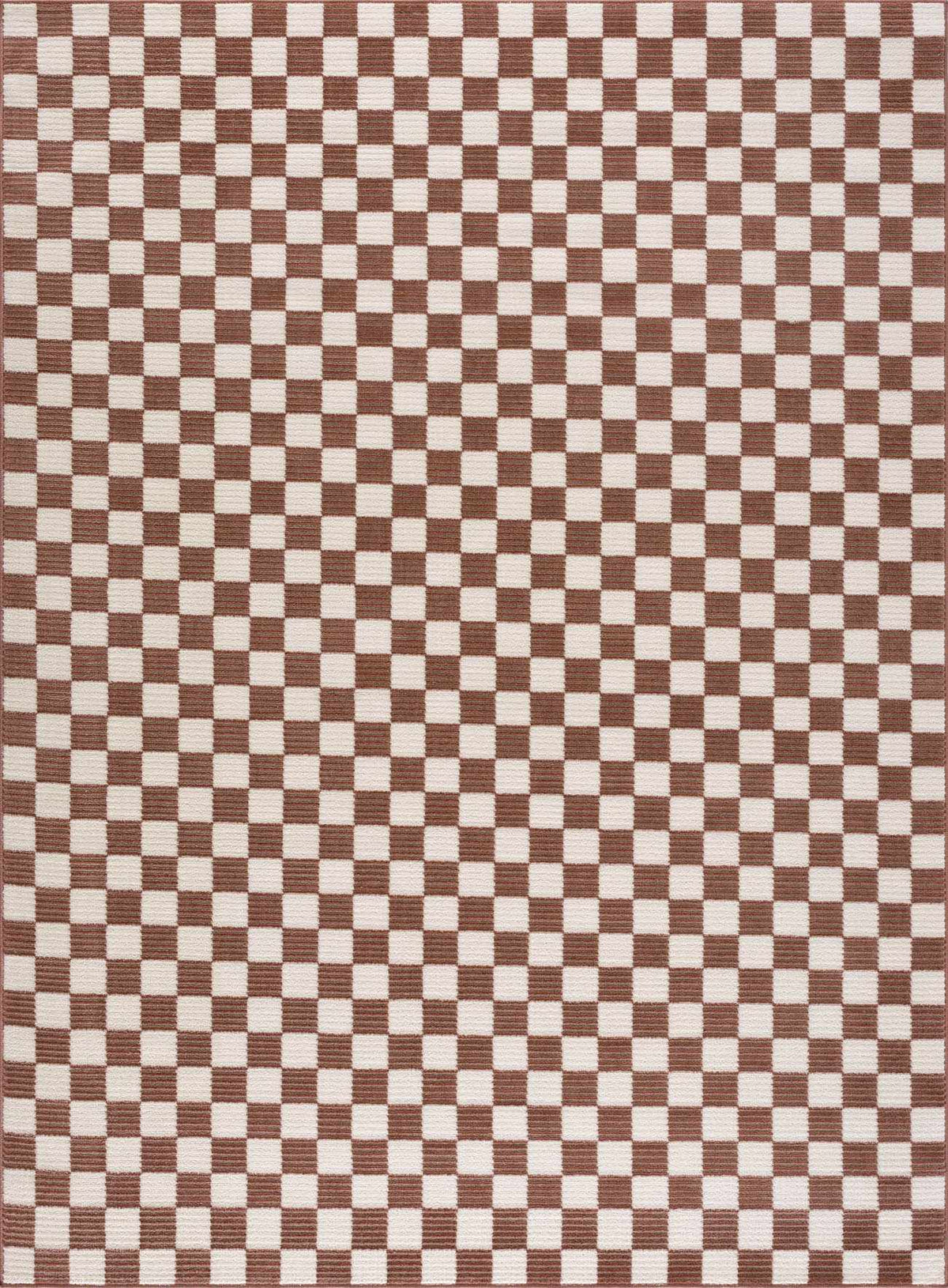 Kaysar Brown Checkered Washable Area Rug - Ornate Home