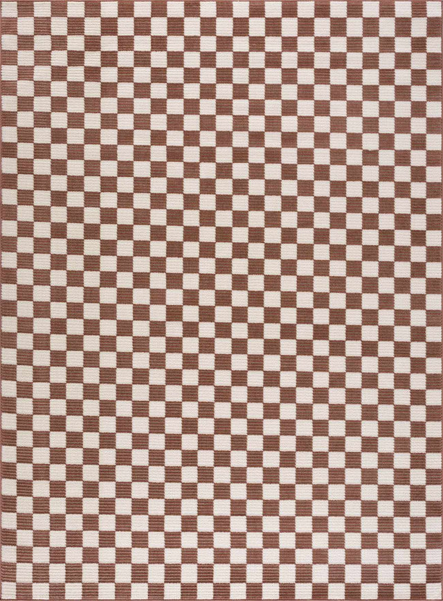 Kaysar Brown Checkered Washable Area Rug - Ornate Home