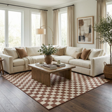Kaysar Brown Checkered Washable Area Rug - Ornate Home