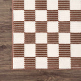 Kaysar Brown Checkered Washable Area Rug - Ornate Home