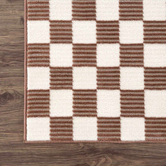 Kaysar Brown Checkered Washable Area Rug - Ornate Home