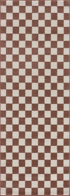 Kaysar Brown Checkered Washable Area Rug - Ornate Home