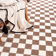 Kaysar Brown Checkered Washable Area Rug - Ornate Home