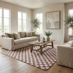 Kaysar Brown Checkered Washable Area Rug - Ornate Home