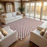Kaysar Brown Checkered Washable Area Rug - Ornate Home
