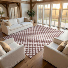 Kaysar Brown Checkered Washable Area Rug - Ornate Home