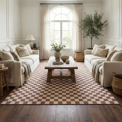 Kaysar Brown Checkered Washable Area Rug - Ornate Home