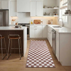 Kaysar Brown Checkered Washable Area Rug - Ornate Home
