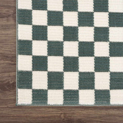 Kaysar Oil Green Checkered Washable Area Rug - Ornate Home