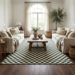 Kaysar Oil Green Checkered Washable Area Rug - Ornate Home