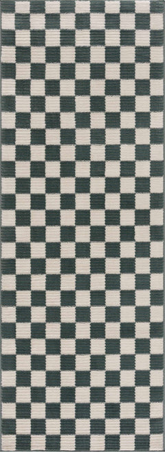 Kaysar Oil Green Checkered Washable Area Rug - Ornate Home