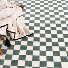 Kaysar Oil Green Checkered Washable Area Rug - Ornate Home