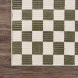 Kaysar Olive Green Checkered Washable Area Rug - Ornate Home