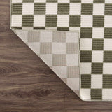 Kaysar Olive Green Checkered Washable Area Rug - Ornate Home