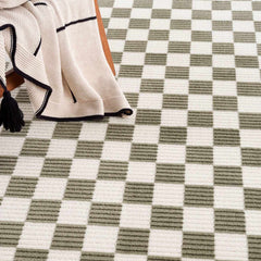 Kaysar Olive Green Checkered Washable Area Rug - Ornate Home