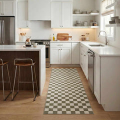 Kaysar Olive Green Checkered Washable Area Rug - Ornate Home