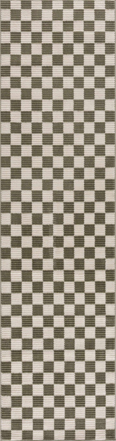Kaysar Olive Green Checkered Washable Area Rug - Ornate Home