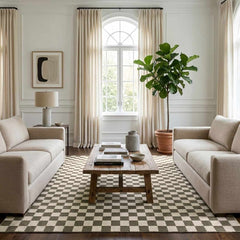 Kaysar Olive Green Checkered Washable Area Rug - Ornate Home