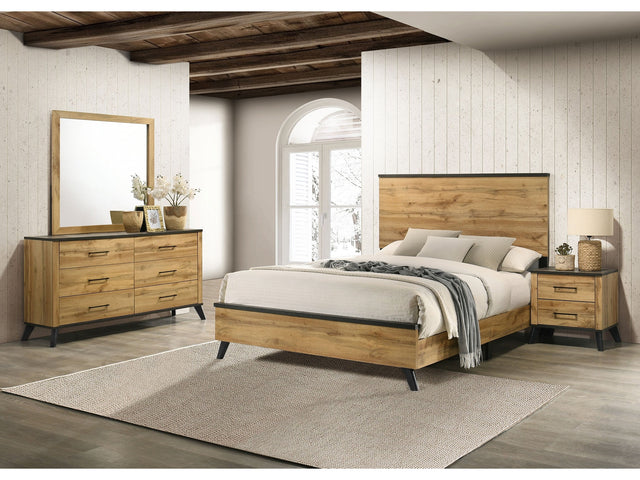 Kaywood Weathered Brown / Natural Pine 4-piece Eastern King Bedroom Set - Ornate Home
