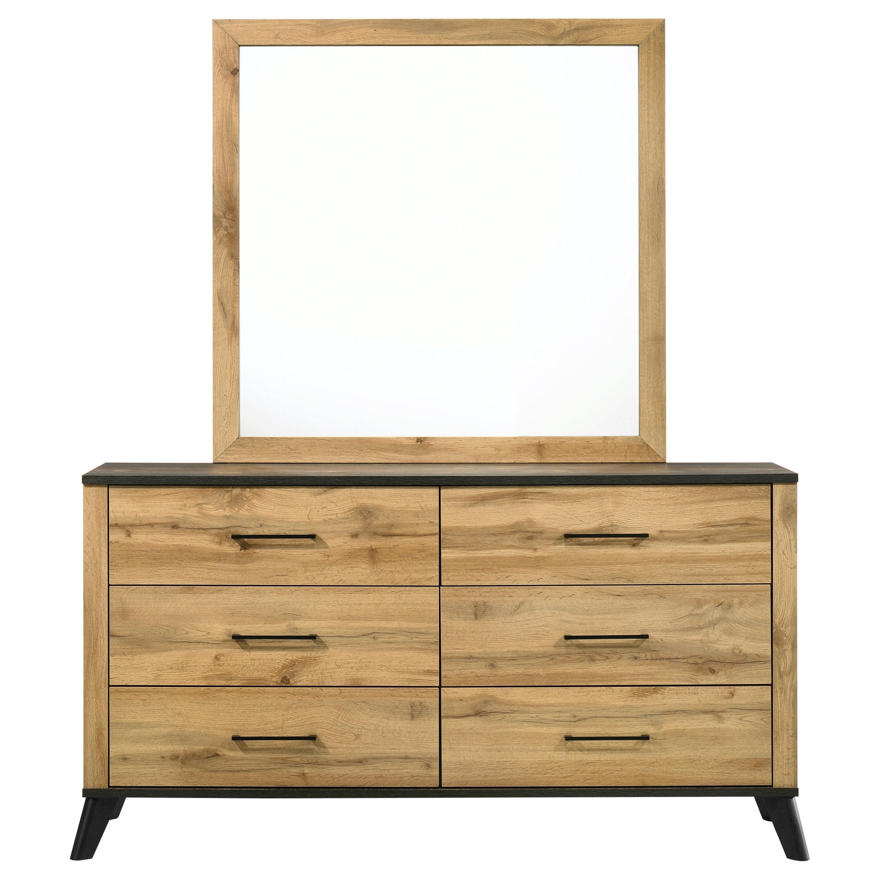 Kaywood Weathered Brown / Natural Pine Dresser and Mirror - Ornate Home