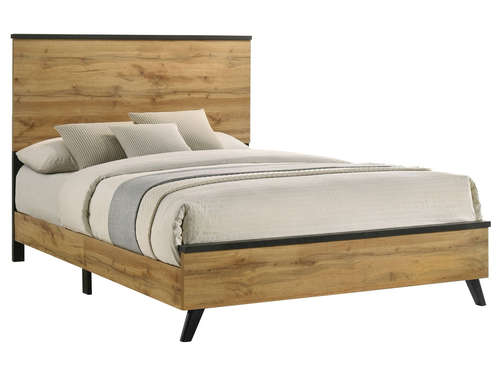 Kaywood Weathered Brown / Natural Pine Eastern King Panel Bed - Ornate Home