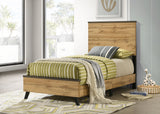Kaywood Weathered Brown / Natural Pine Twin Panel Bed - Ornate Home