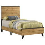 Kaywood Weathered Brown / Natural Pine Twin Panel Bed - Ornate Home