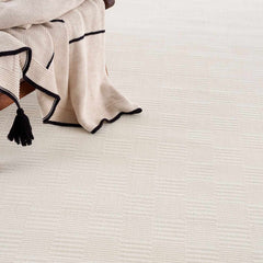 Kazuma Cream Checkered Washable Area Rug - Ornate Home