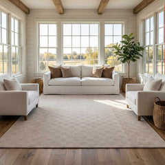 Kazuma Cream Checkered Washable Area Rug - Ornate Home