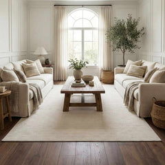 Kazuma Cream Checkered Washable Area Rug - Ornate Home