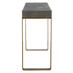 Kea Brass/Woodtone Contemporary Console Table - Ornate Home