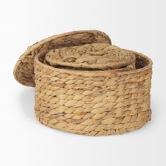 Kea Brown Nesting Water Hyacinth Boxes with Lids (Set of 3) - Ornate Home