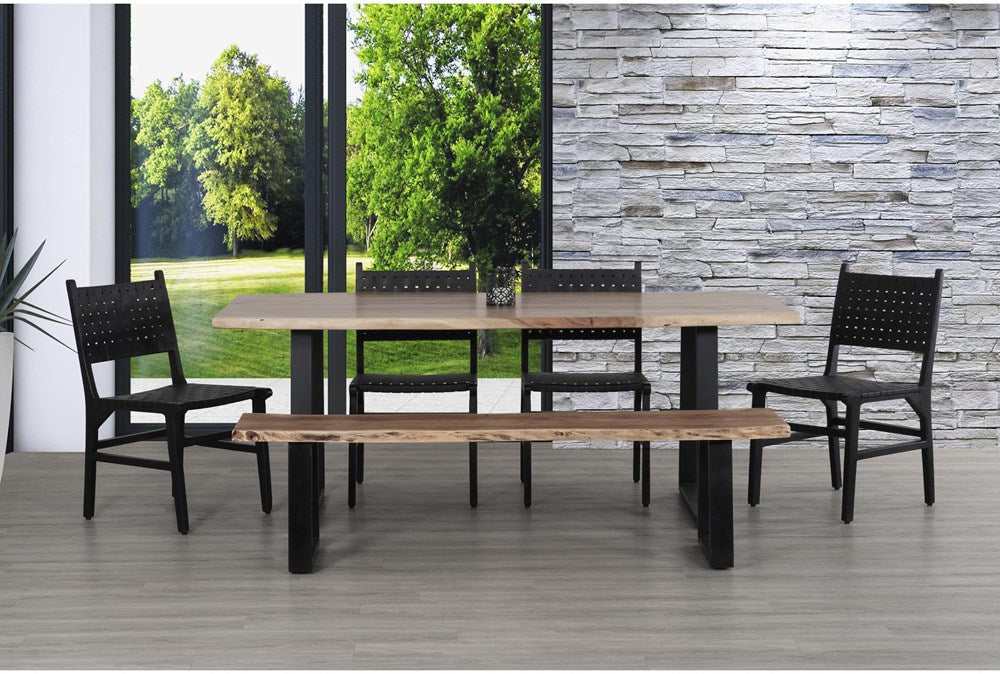 Keal Acacia & Black 79" Dining Table - Ornate Home