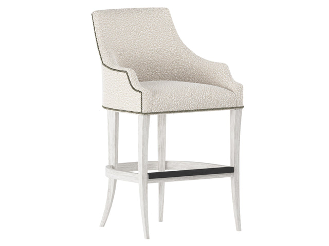 Keeley Glacier White/White/Cream Fabric Bar Stool - Ornate Home