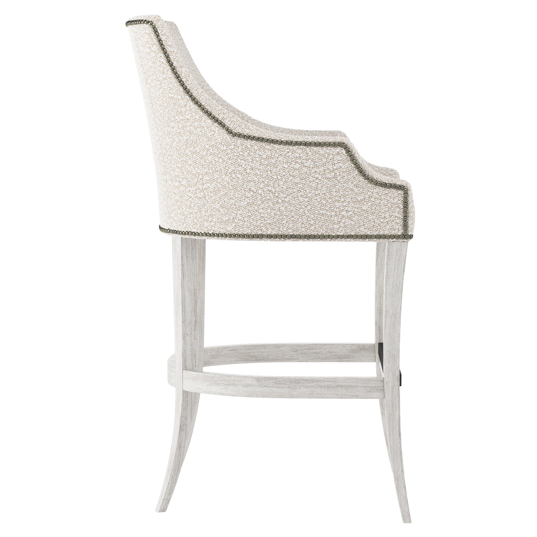 Keeley Glacier White/White/Cream Fabric Bar Stool - Ornate Home